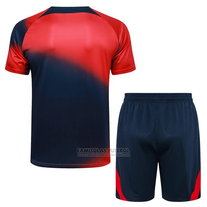 Fato de Treino Paris Saint-Germain Manga Curta 2023-2024 Vermelho y Azul - Calcas Curta